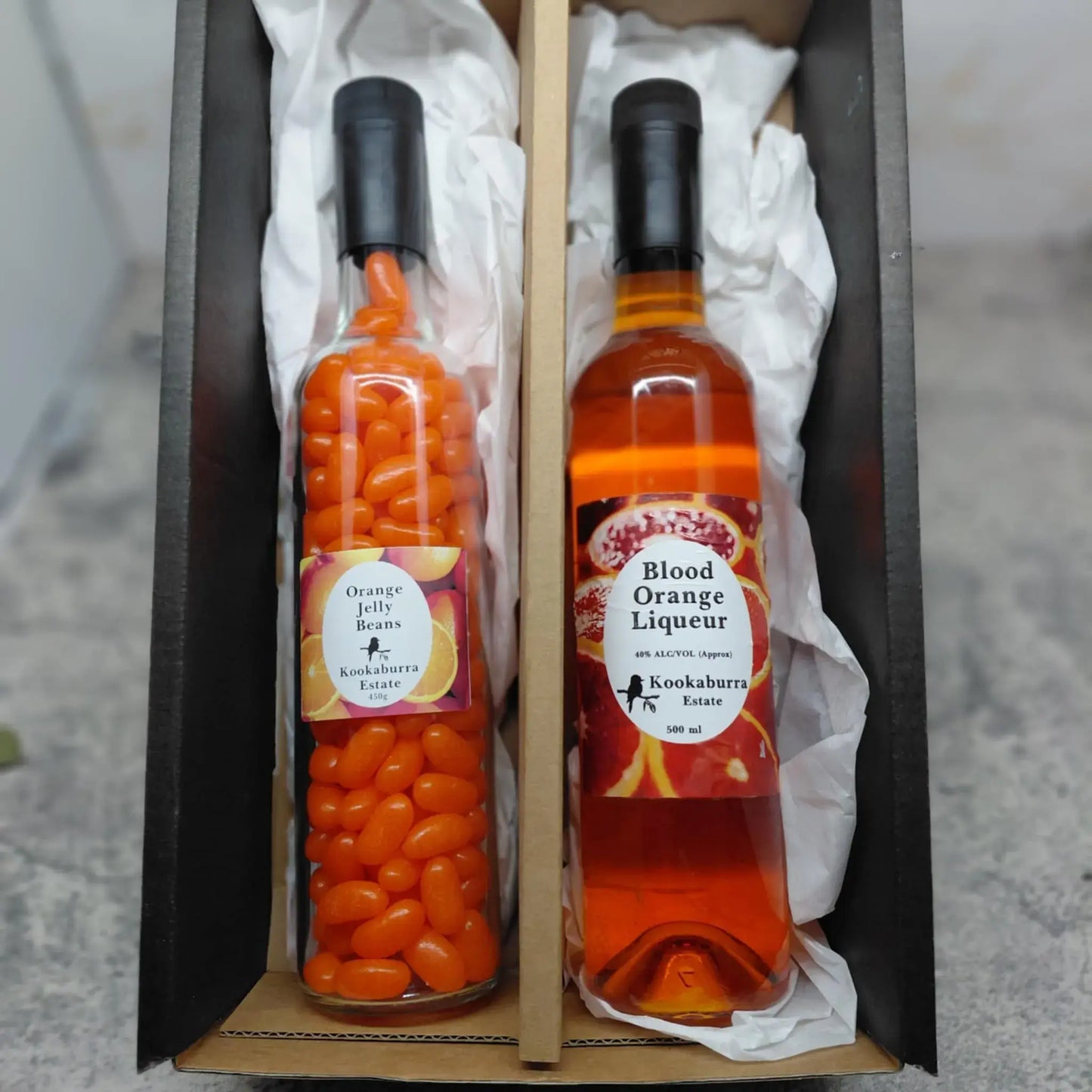 Blood Orange Liqueur and Orange Jelly Beans